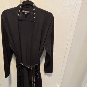 INC International Concepts Black Sweater with Metallic Buttons Size Large